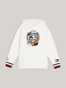 white disney x tommy crest dual gender hoody for girls tommy hilfiger