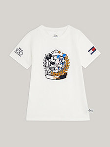 white disney x tommy crest dual gender t-shirt for kids unisex tommy hilfiger