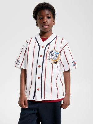 weiß disney x tommy genderneutrales baseball-t-shirt mit wappen für maedchen - tommy hilfiger