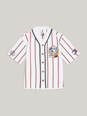weiß disney x tommy genderneutrales baseball-t-shirt mit wappen für kids unisex - tommy hilfiger
