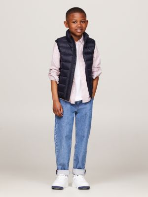 blue essential lightweight down-filled fitted vest for kids unisex tommy hilfiger