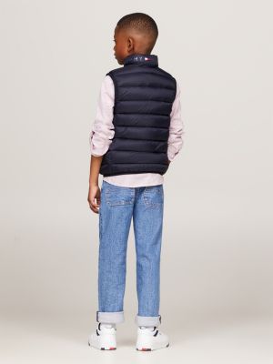 blue essential lightweight down-filled fitted vest for kids unisex tommy hilfiger