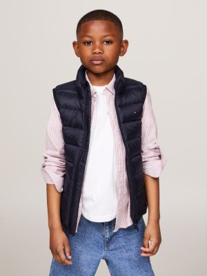 blue essential lightweight down-filled fitted vest for kids unisex tommy hilfiger