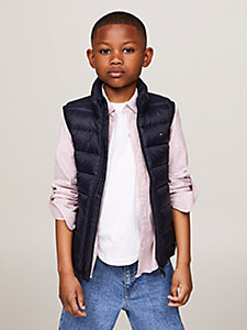 blue essential dual gender recycled down vest for kids unisex tommy hilfiger