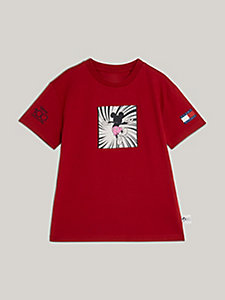 rot disney x tommy genderneutrales relaxed fit t-shirt mit patch für girls - tommy hilfiger