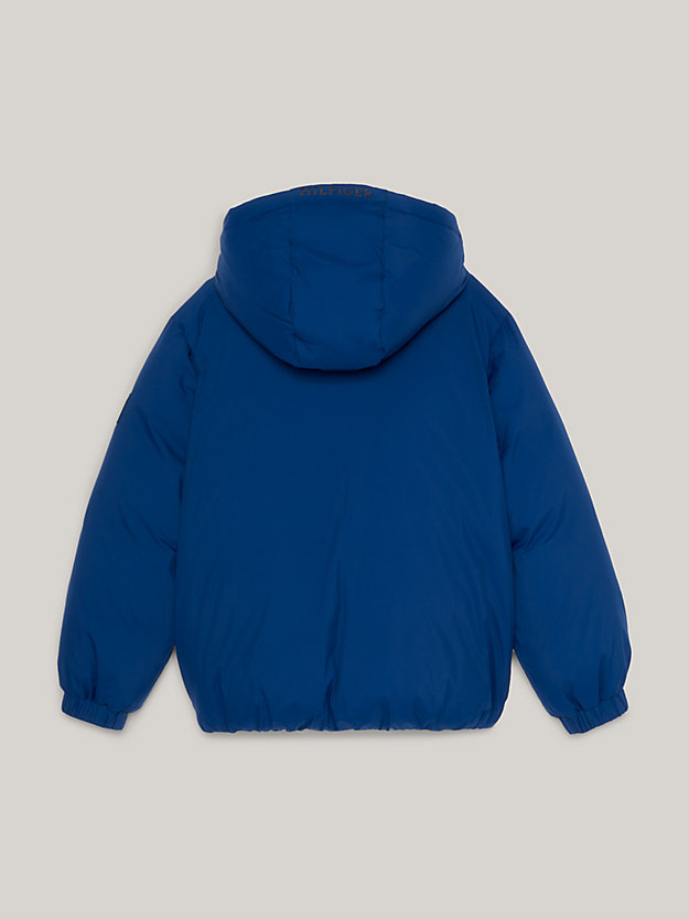 blue logo dual gender padded hooded jacket for kids unisex tommy hilfiger