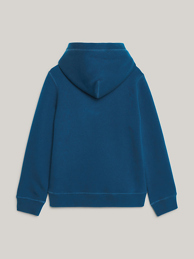 blue th monogram dual gender flex fleece hoody for kids unisex tommy hilfiger