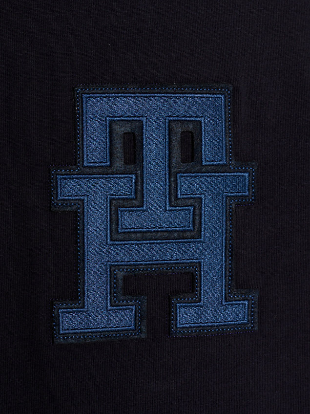 blue dżersejowy t-shirt unisex th monogram dla kids unisex - tommy hilfiger