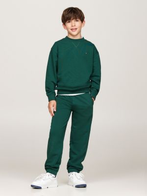 felpa con bandierina ricamata verde da unisex bambino tommy hilfiger