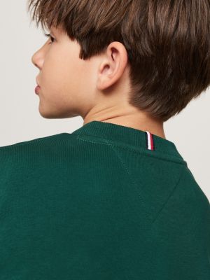 felpa con bandierina ricamata verde da unisex bambino tommy hilfiger