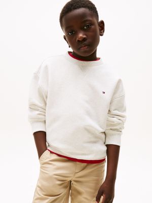 sweat à drapeau brodé white pour enfant unisexe tommy hilfiger