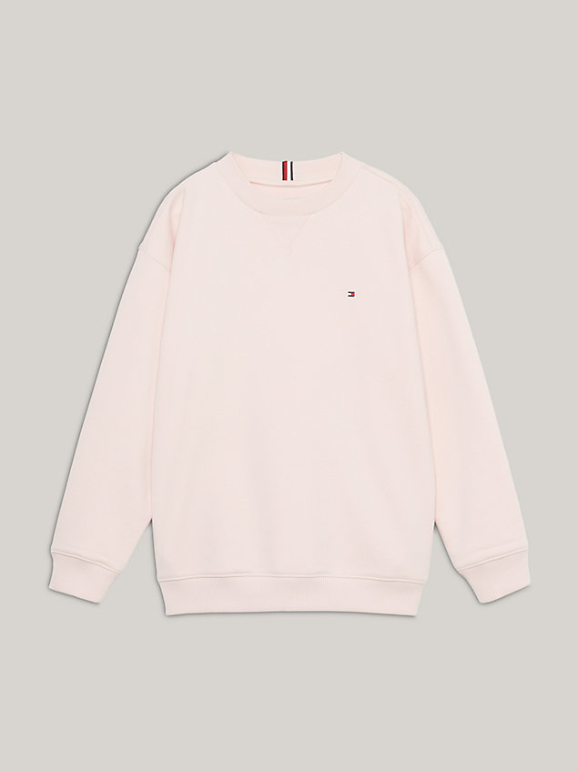 pink essential flag embroidery sweatshirt for kids unisex tommy hilfiger