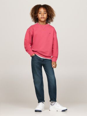 felpa con bandierina ricamata rosa da unisex bambino tommy hilfiger