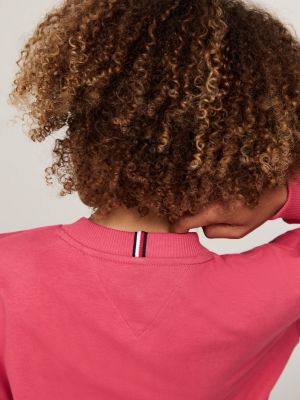 pink flag embroidery sweatshirt for kids unisex tommy hilfiger