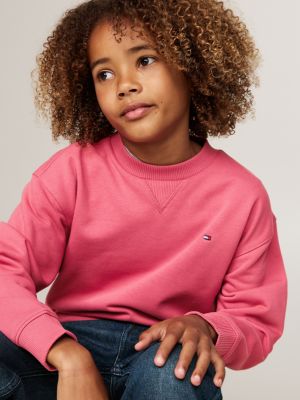 felpa con bandierina ricamata rosa da unisex bambino tommy hilfiger