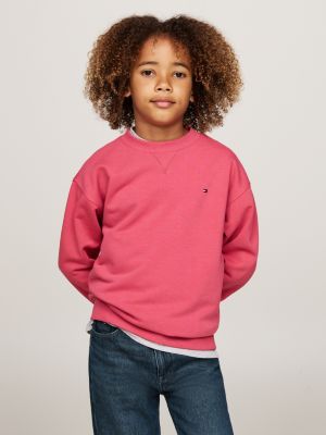 Flag Embroidery Crew Neck Sweatshirt Pink Tommy Hilfiger