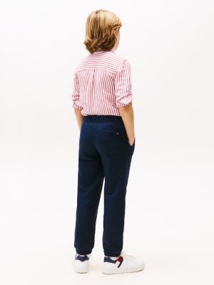 pantalon de jogging à drapeau brodé bleu pour enfant unisexe tommy hilfiger