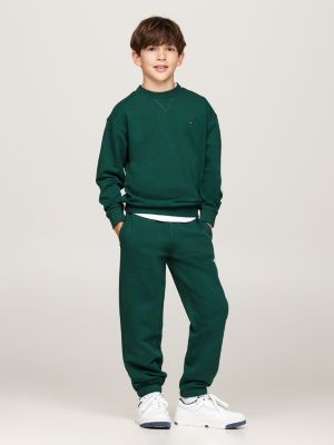 joggers con bandierina ricamata verde da unisex bambino tommy hilfiger