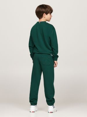 joggers con bandierina ricamata verde da unisex bambino tommy hilfiger