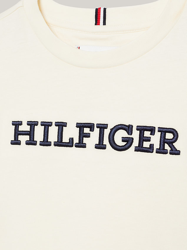 beige hilfiger monotype archive fit t-shirt for kids unisex tommy hilfiger