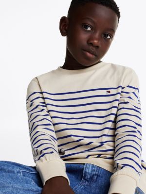 t-shirt a maniche lunghe e righe all over multicolore da gender-inclusive bambini tommy hilfiger