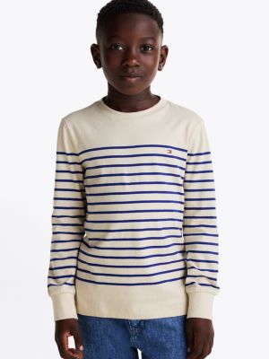 t-shirt a maniche lunghe e righe all over multi da gender-inclusive bambini tommy hilfiger