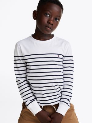 t-shirt a maniche lunghe e righe all over multi da gender-inclusive bambini tommy hilfiger