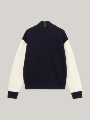 blue varsity colour-blocked bomber jacket for kids unisex tommy hilfiger