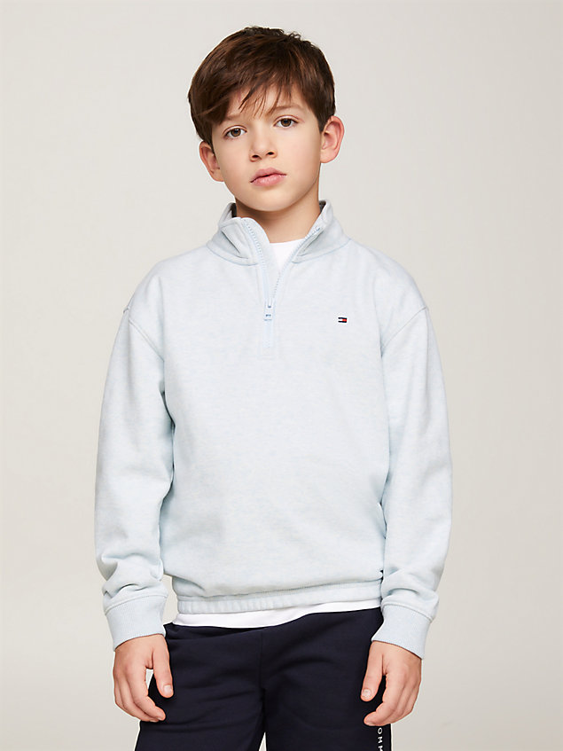blue essential half-zip sweatshirt for kids unisex tommy hilfiger