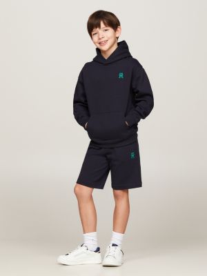 blue th monogram hoodie mit stickerei für unisex kinder - tommy hilfiger