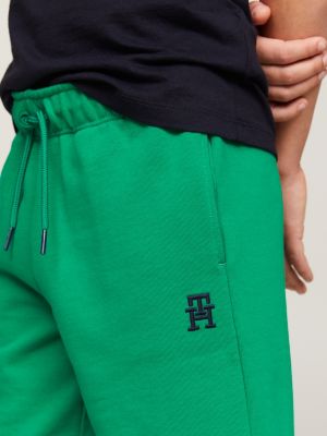 shorts sportivi th monogram verde da unisex bambino tommy hilfiger