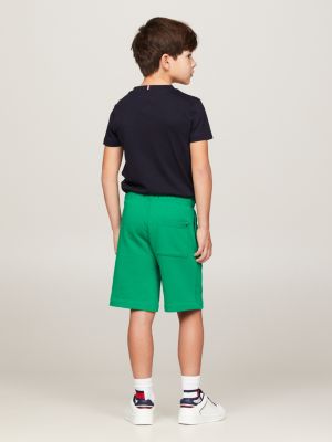 shorts sportivi th monogram verde da unisex bambino tommy hilfiger