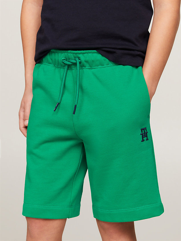 green th monogram sweat shorts for kids unisex tommy hilfiger