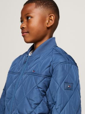 blau relaxed fit steppjacke mit kontrast-kapuze für unisex kinder - tommy hilfiger