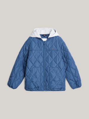 blau relaxed fit steppjacke mit kontrast-kapuze für unisex kinder - tommy hilfiger