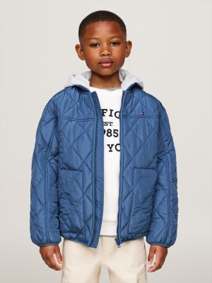 Contrast Hood Diamond Quilted Relaxed Jacket Blue Tommy Hilfiger