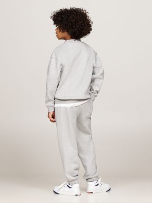 completo essential con felpa e joggers grigio da unisex bambino tommy hilfiger