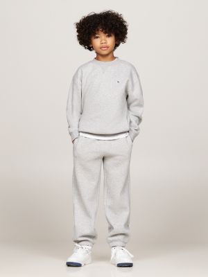 completo essential con felpa e joggers grigio da unisex bambino tommy hilfiger