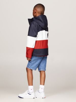 rot windjacke mit kapuze und color block für unisex kinder - tommy hilfiger