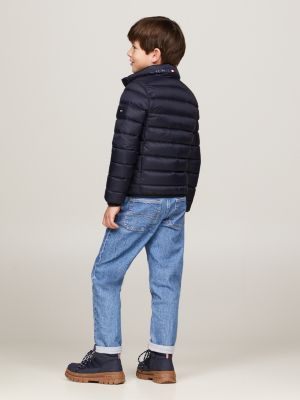 blue essential fitted down jacket for kids unisex tommy hilfiger