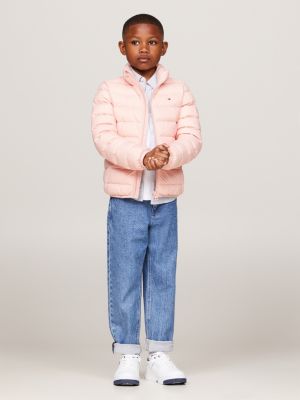 rosa essential daunenjacke für unisex kinder - tommy hilfiger