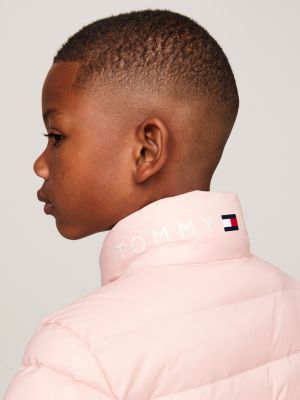 pink essential fitted down jacket for kids unisex tommy hilfiger