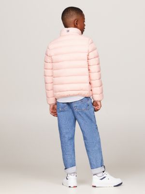 pink essential fitted down jacket for kids unisex tommy hilfiger