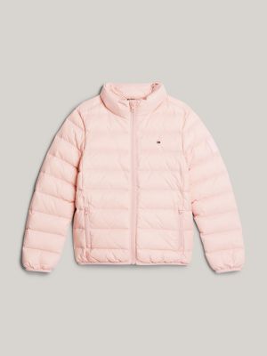 pink essential fitted down jacket for kids unisex tommy hilfiger