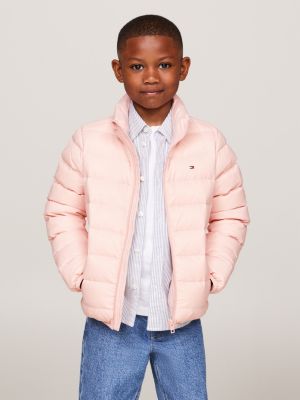 pink essential fitted down jacket for kids unisex tommy hilfiger