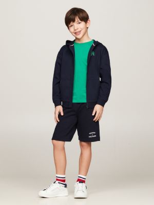 blue th monogram leichtgewichtiger hoodie für unisex kinder - tommy hilfiger