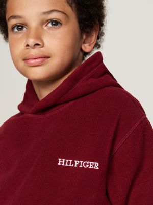 sweat à capuche en polaire hilfiger monotype rouge pour enfants genre inclusif tommy hilfiger