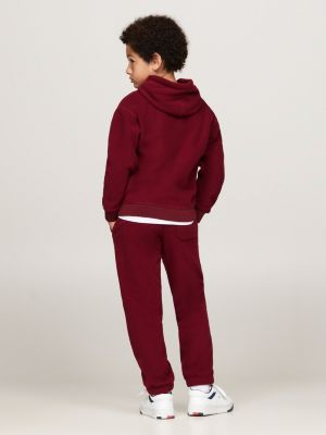 sweat à capuche en polaire hilfiger monotype rouge pour enfants genre inclusif tommy hilfiger