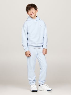 blauw hoodie met geborduurde vlag voor kinderen gender inclusive - tommy hilfiger