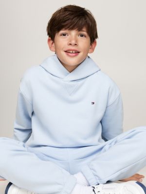 blauw hoodie met geborduurde vlag voor kinderen gender inclusive - tommy hilfiger